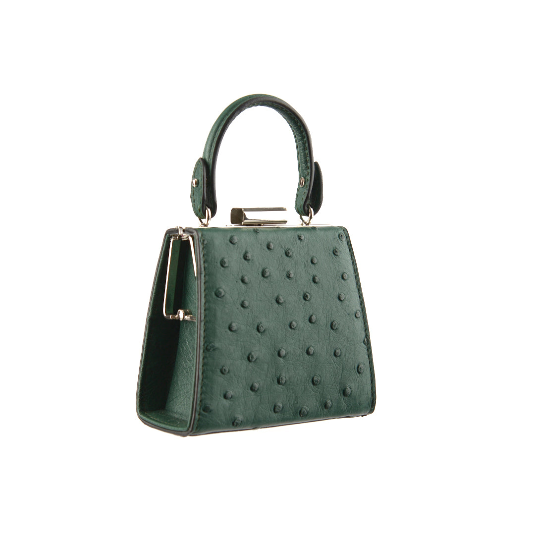 Green Vegas Ostrich Leather Micro Bag