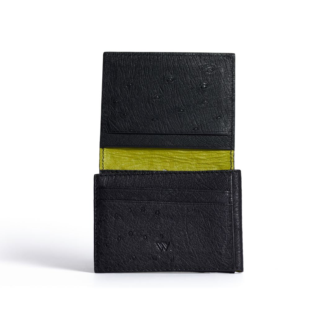 Black Montana Ostrich Leather Wallet