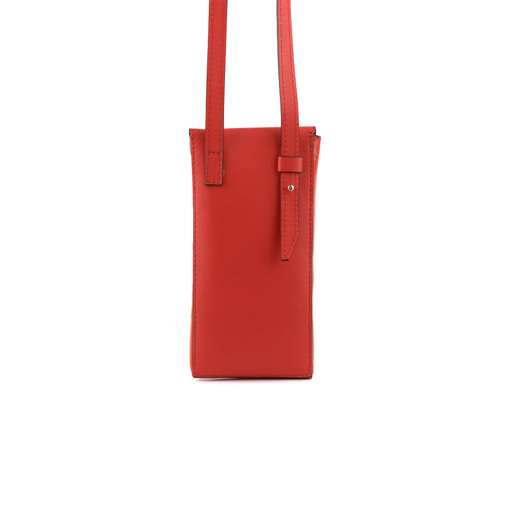 Orange Indiana Ostrich Leather Phone pouch