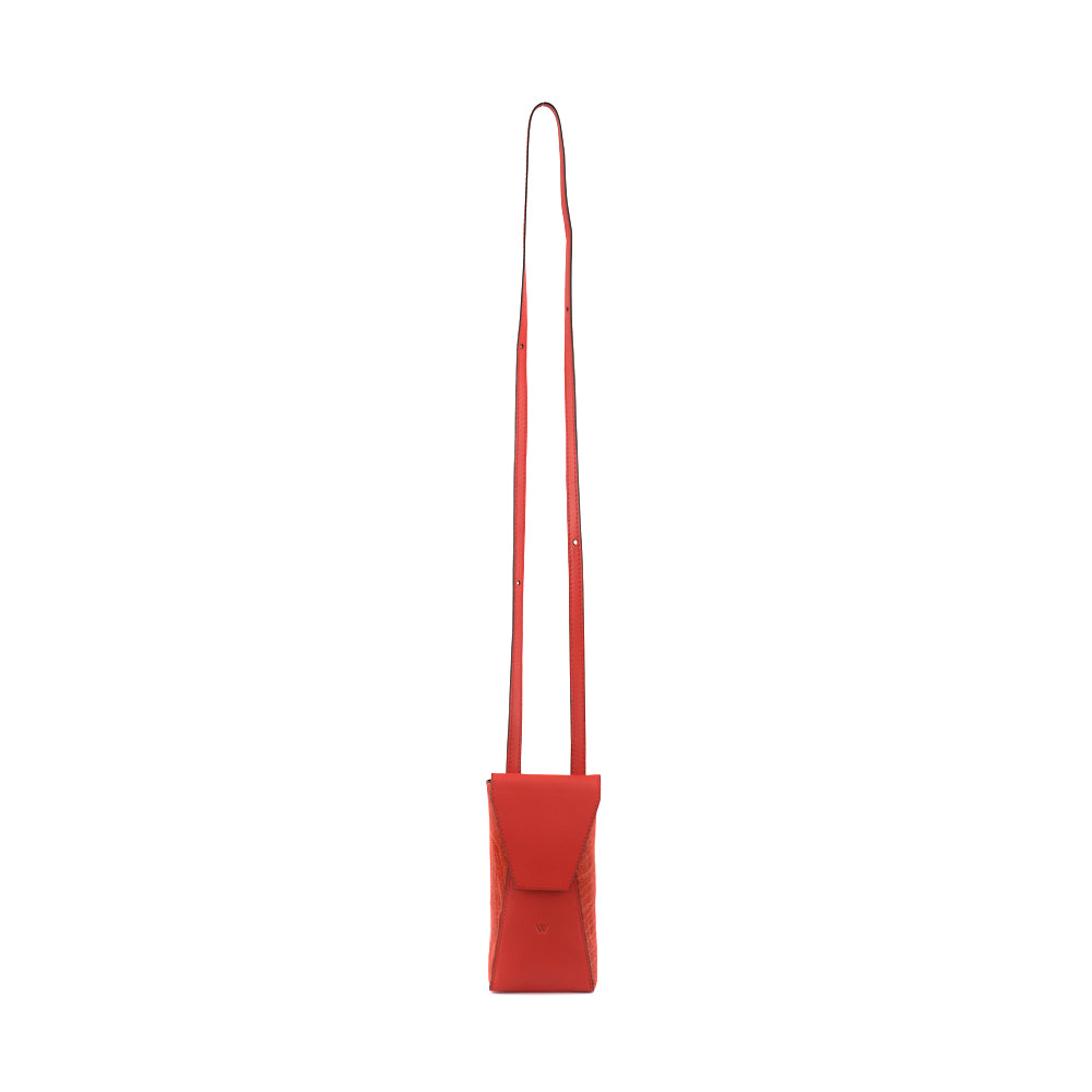 Orange Indiana Ostrich Leather Phone pouch