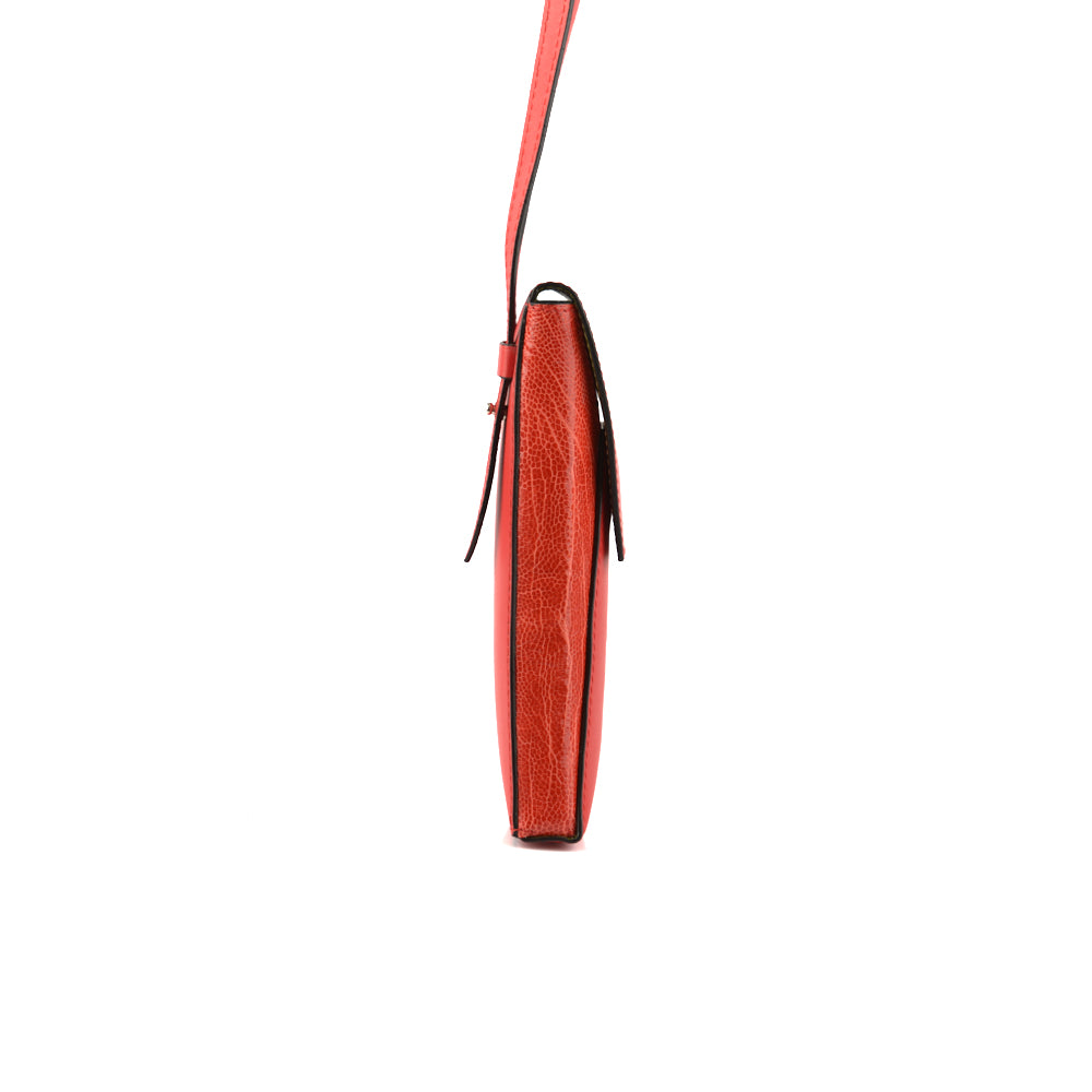 Orange Indiana Ostrich Leather Phone pouch