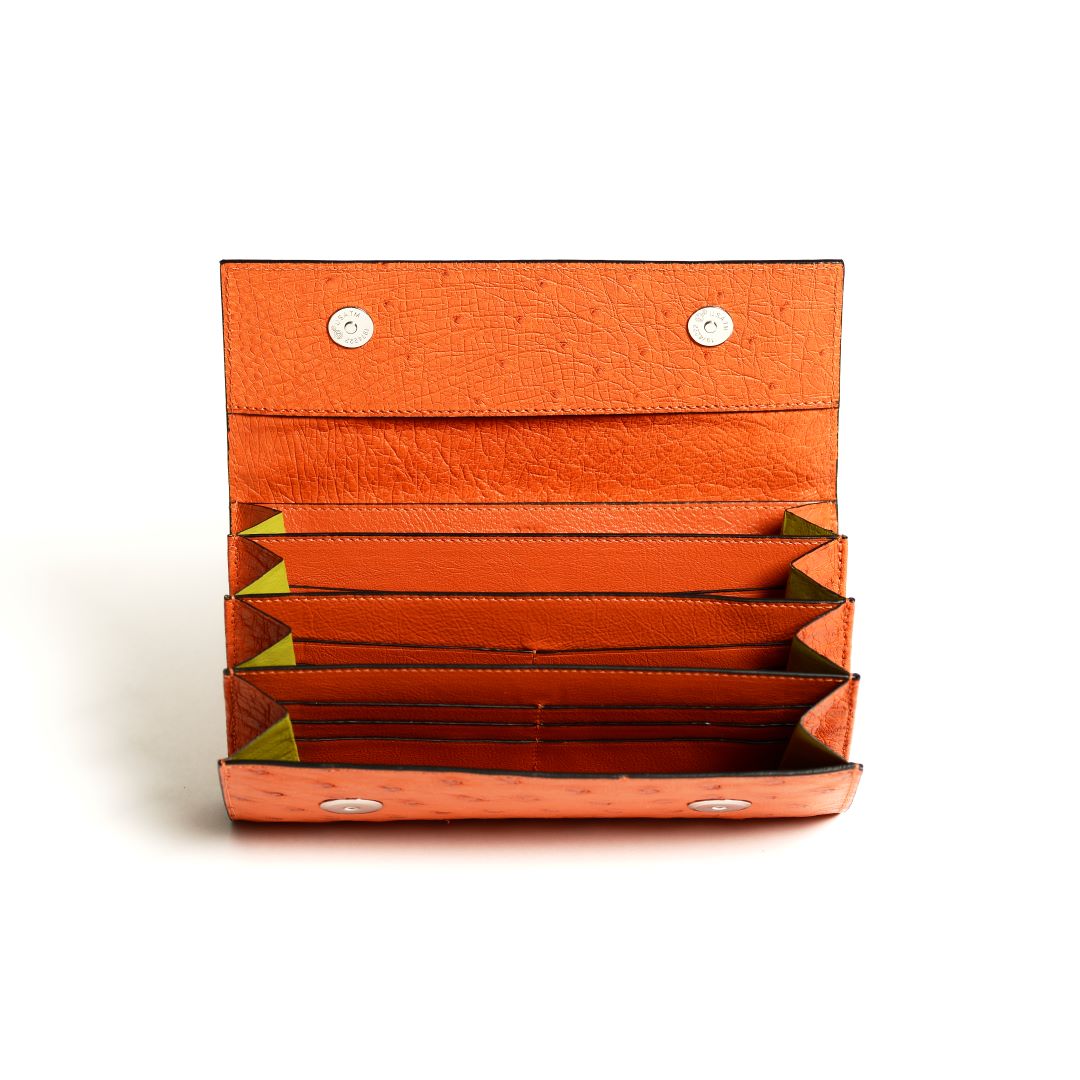 Orange Mississippi Ostrich Quill Leather Purse