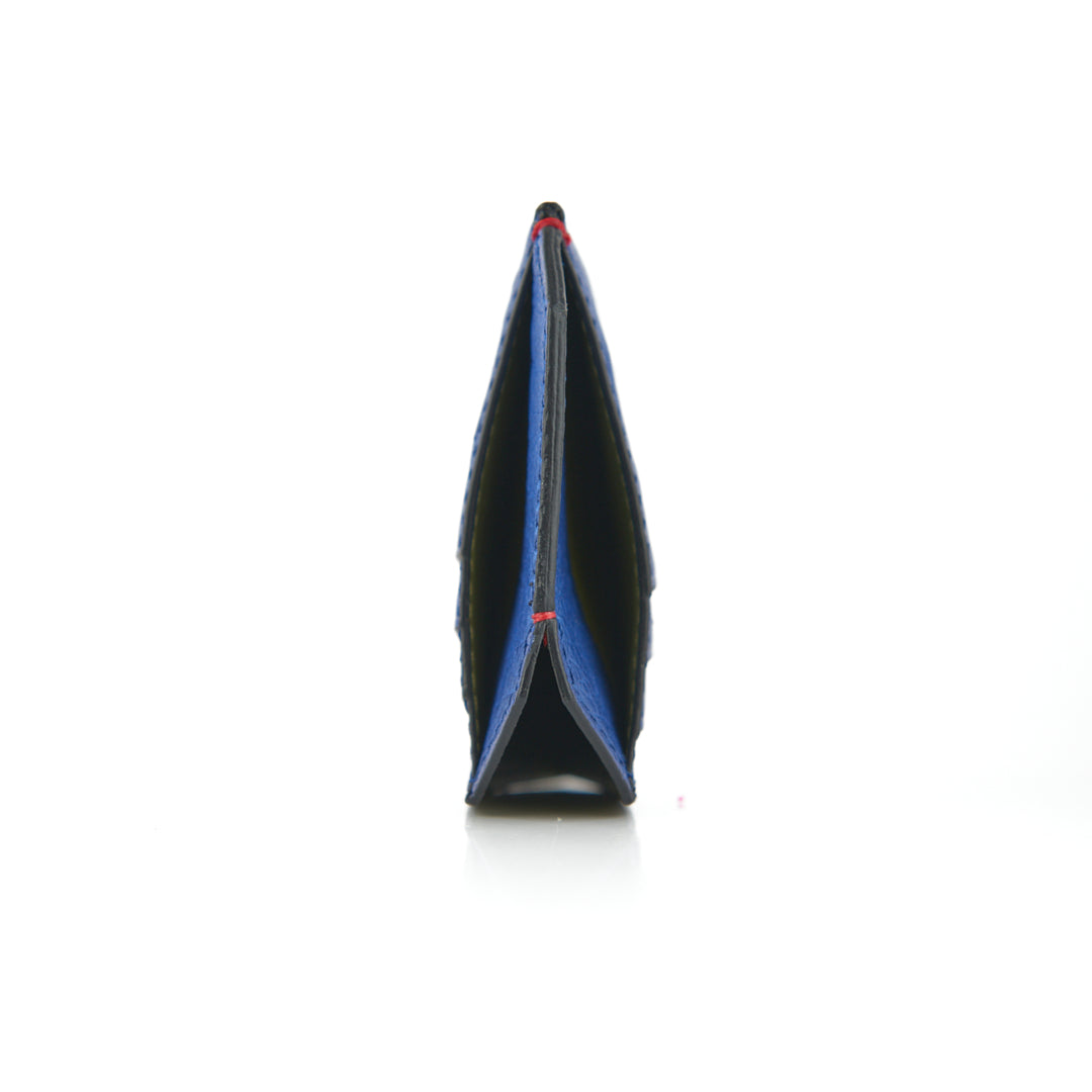 Blue Oregon Ostrich Leather Card Holder