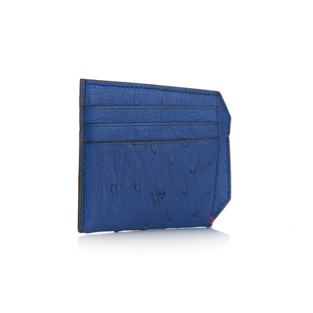Blue Oregon Ostrich Leather Card Holder