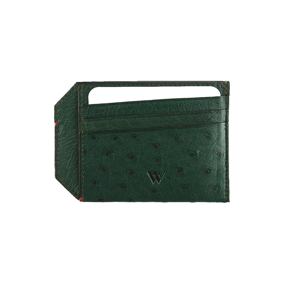 Green Oregon Ostrich Leather Card Holder
