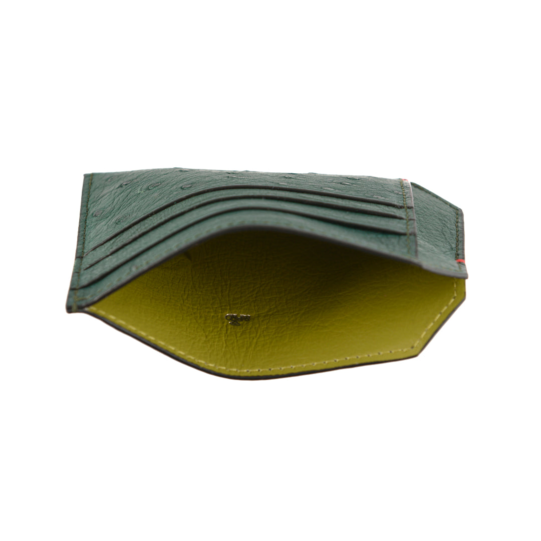 Green Oregon Ostrich Leather Card Holder