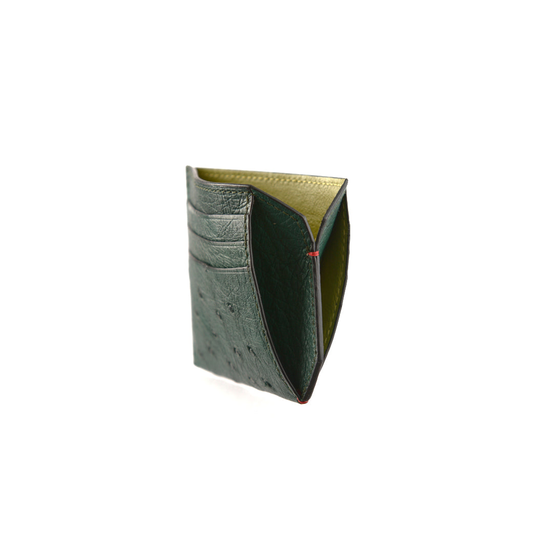 Green Oregon Ostrich Leather Card Holder