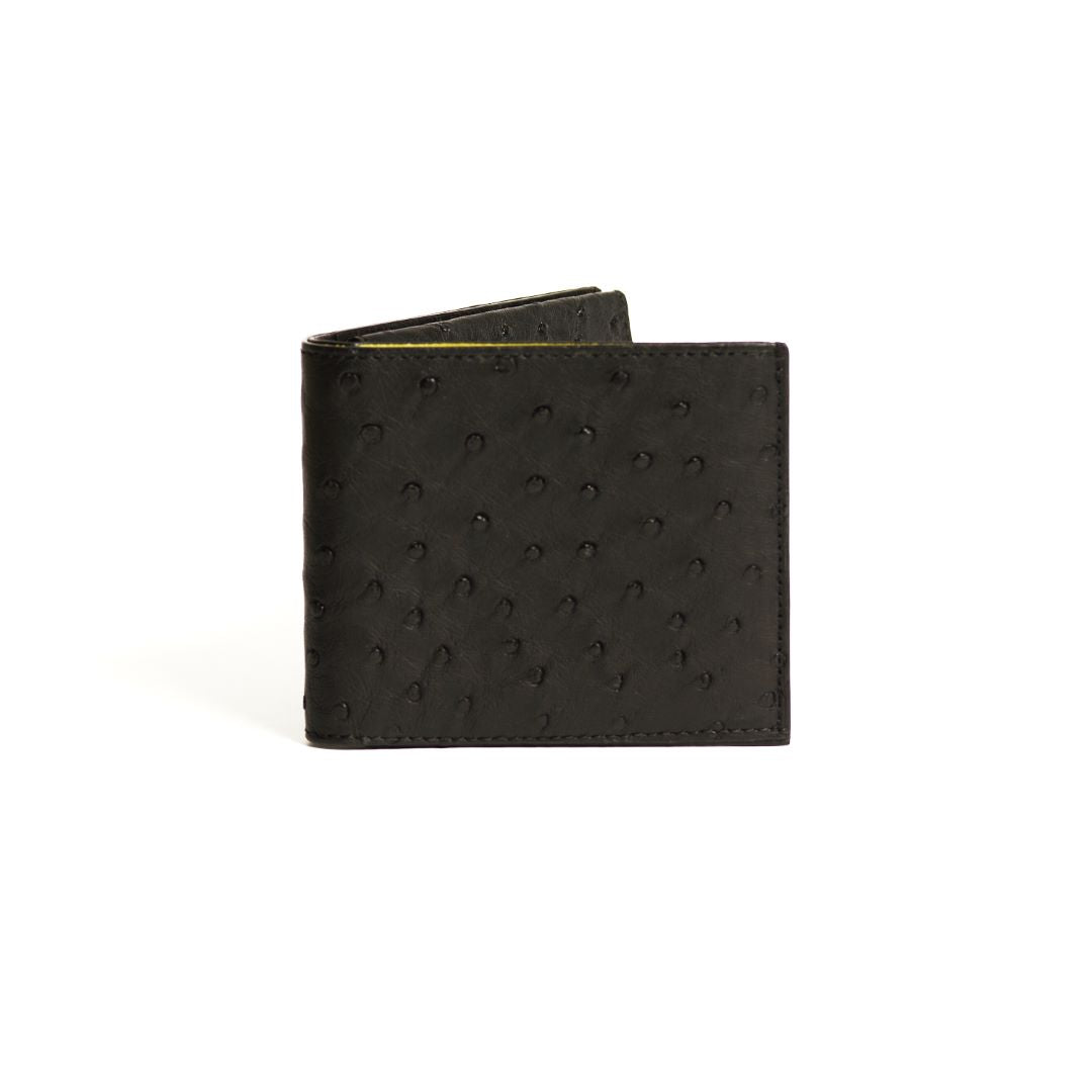 Black Boston Ostrich Leather Card Holder