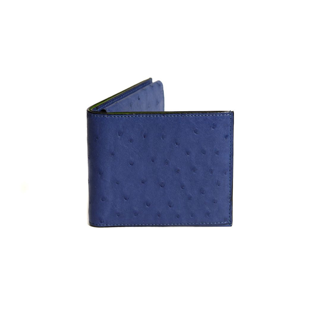 Blue Boston Ostrich Leather Card Holder