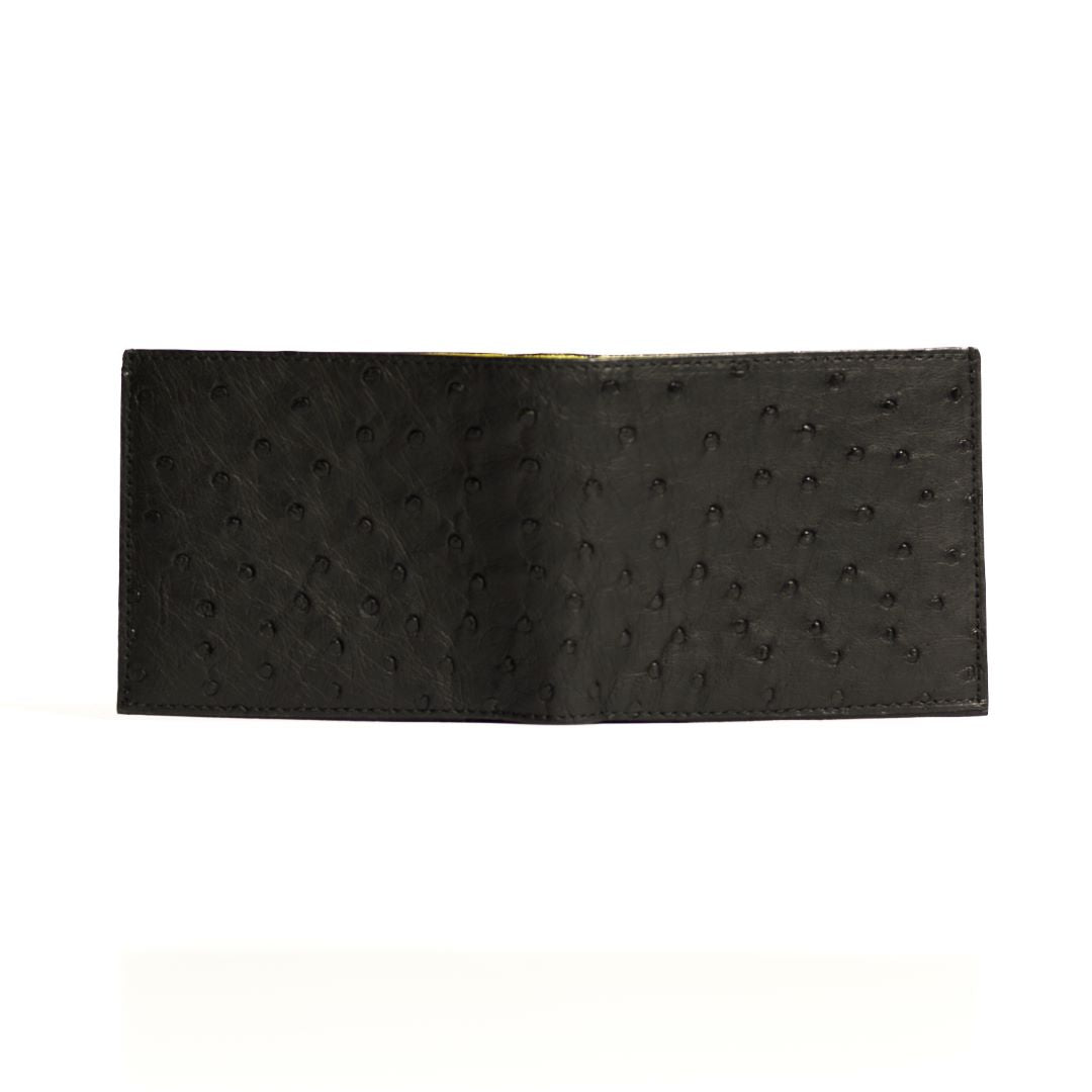 Black Boston Ostrich Leather Card Holder