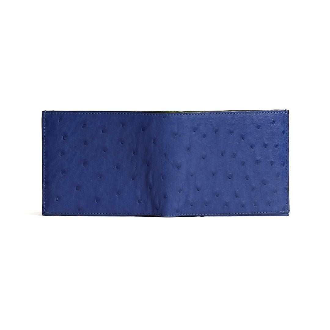 Blue Boston Ostrich Leather Card Holder