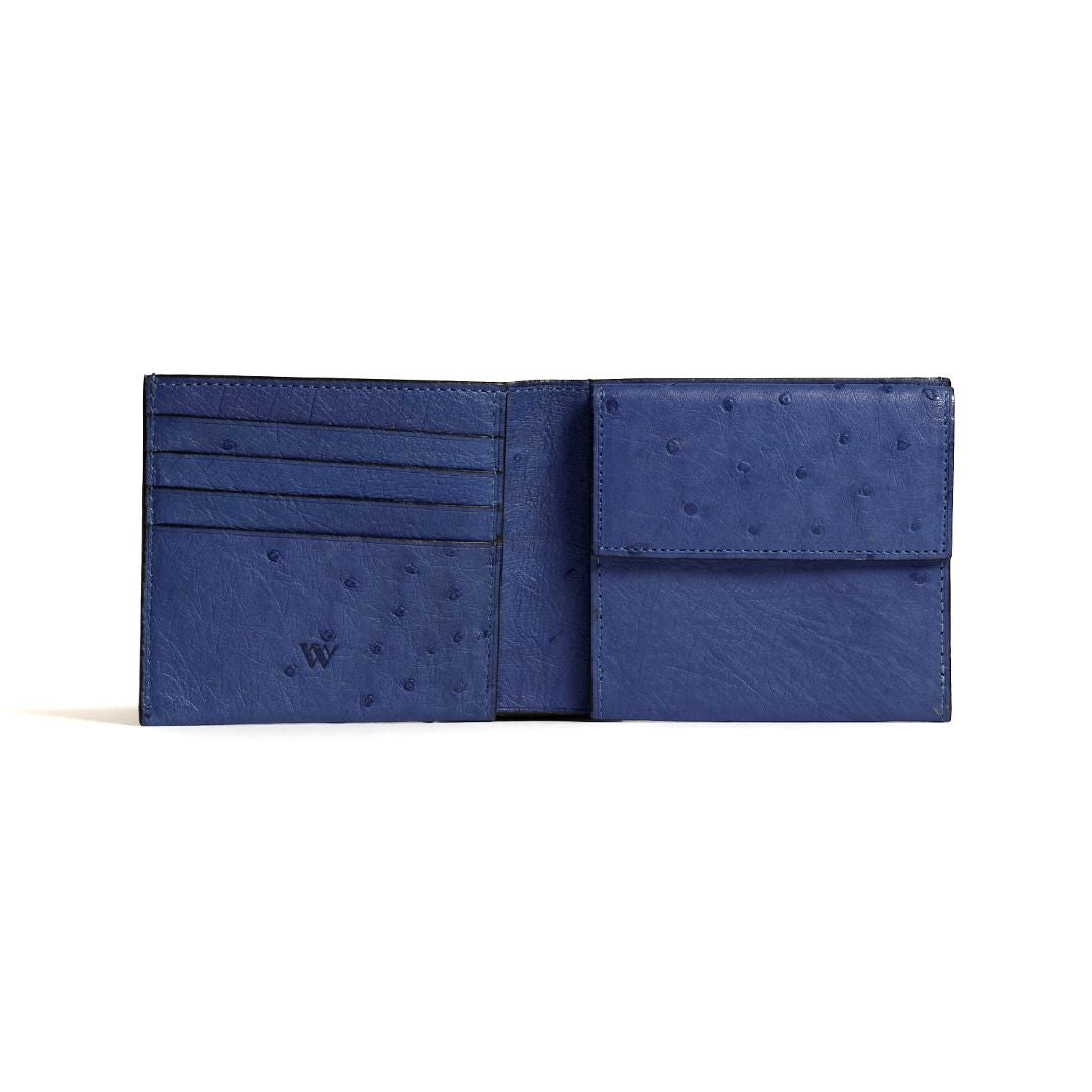 Blue Boston Ostrich Leather Card Holder