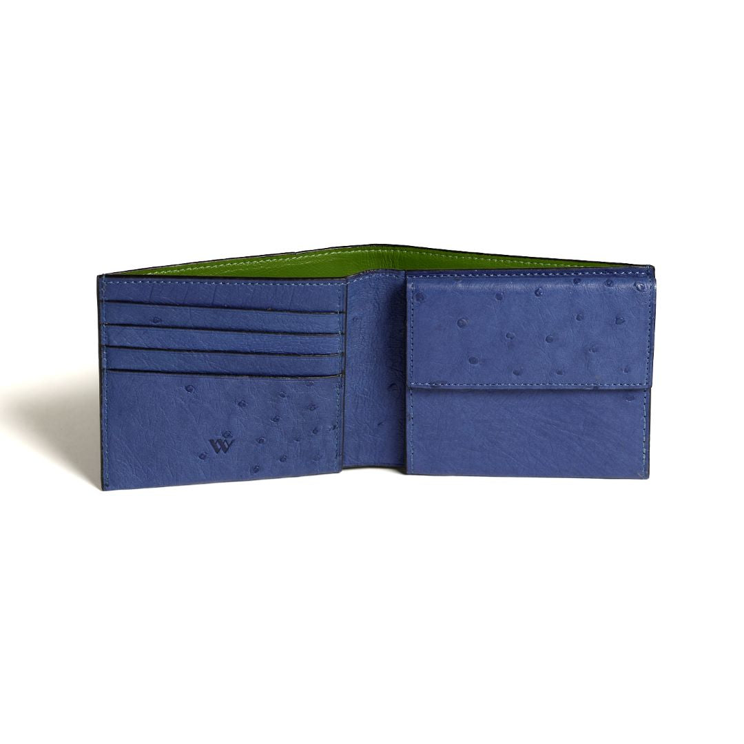 Blue Boston Ostrich Leather Card Holder