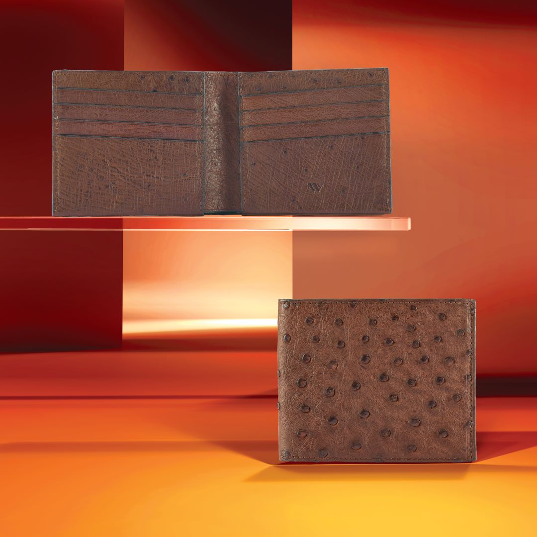Dark Blue Chicago Ostrich Leather Wallet