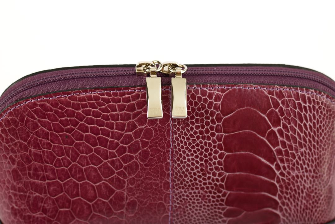 California Ostrich Leather Cosmetic pouch