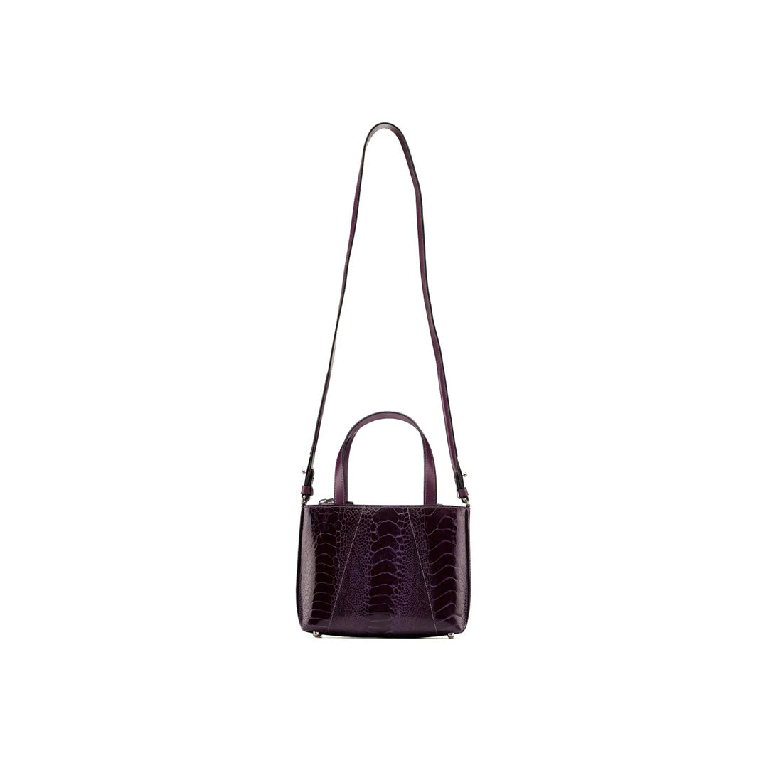 Purple Lily Ostrich Leg Leather Shoulder Bag