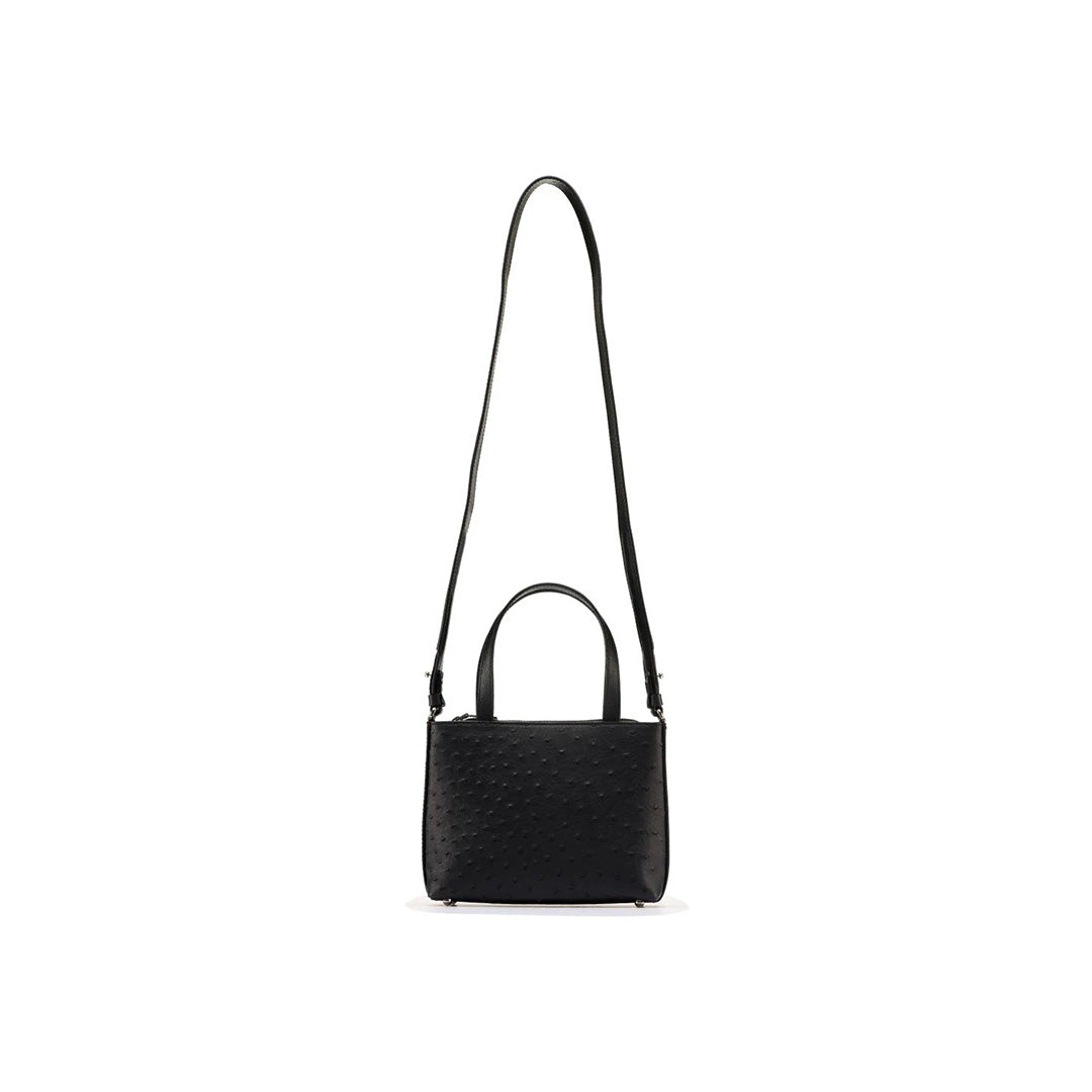 Black Lily Ostrich Quill Leather Shoulder Bag