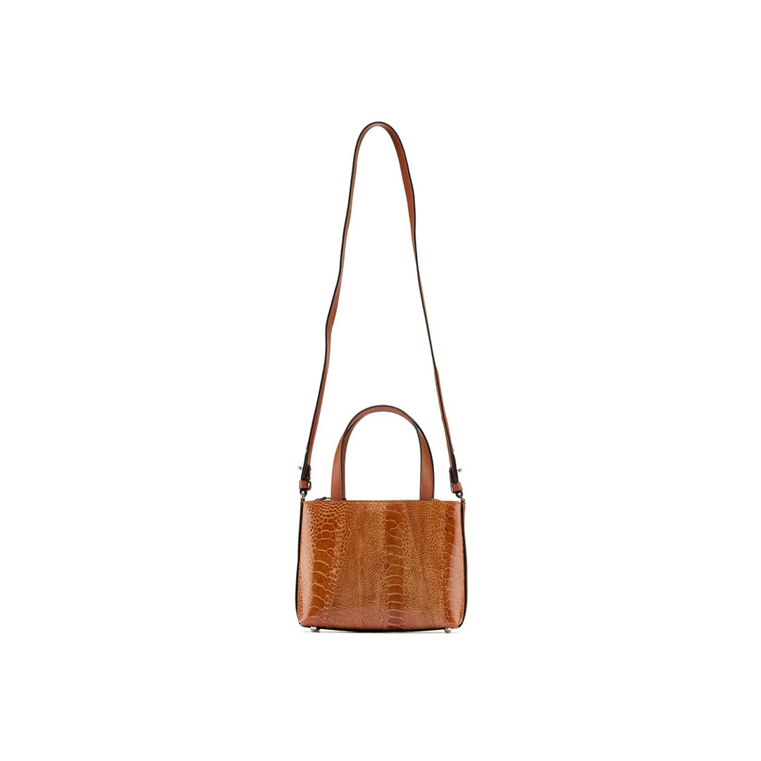 Brown Lily Ostrich Leather Shoulder Bag
