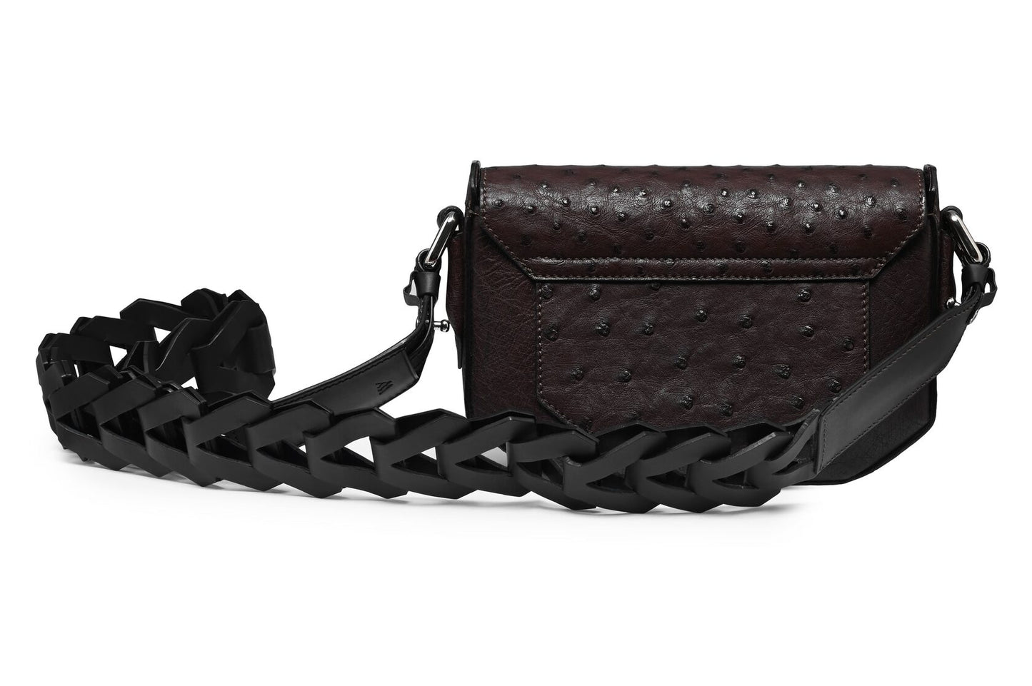 Dark Brown Lee Ostrich Leather Shoulder Bag
