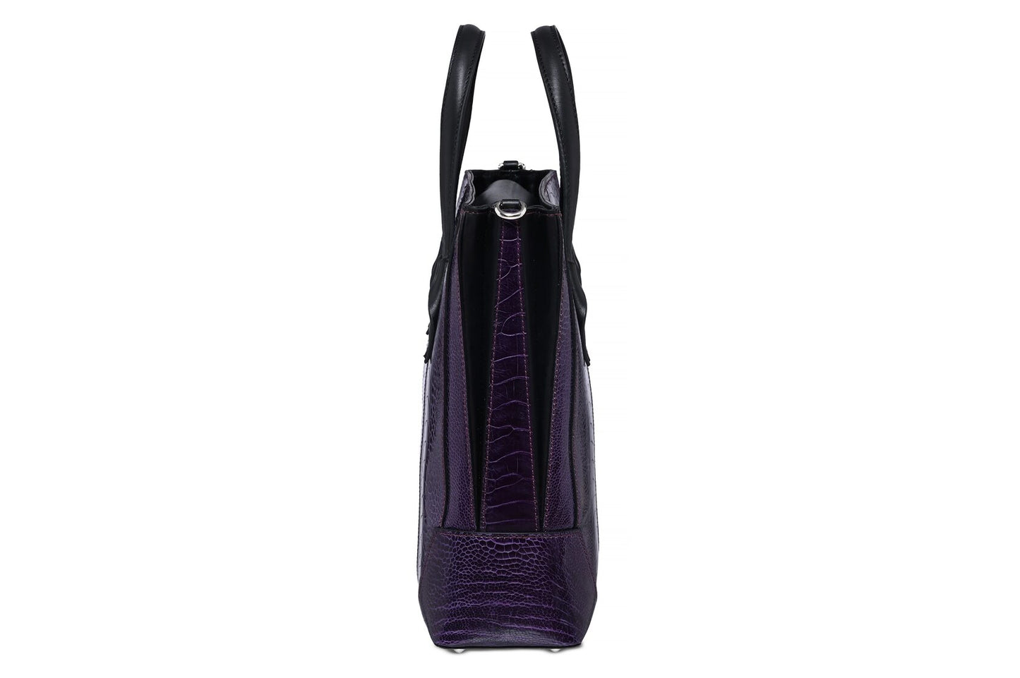 Purple Lola Ostrich Leather Top Handle Bag