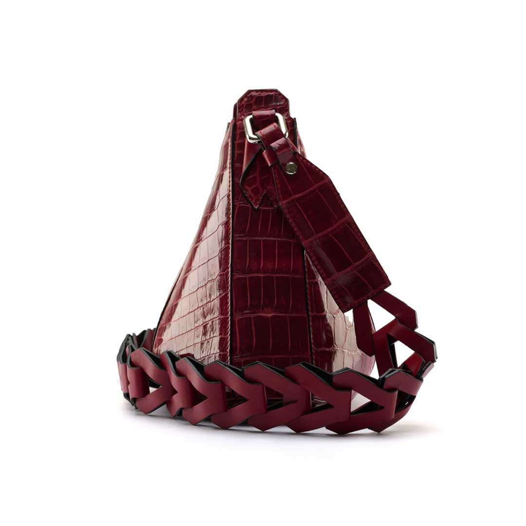 Red Luna Crocodile Leather Shoulder Bag