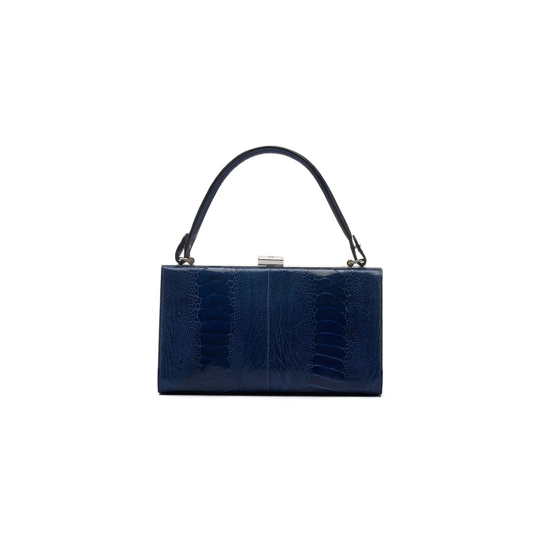 Blue Libby Ostrich Leather Evening Bag