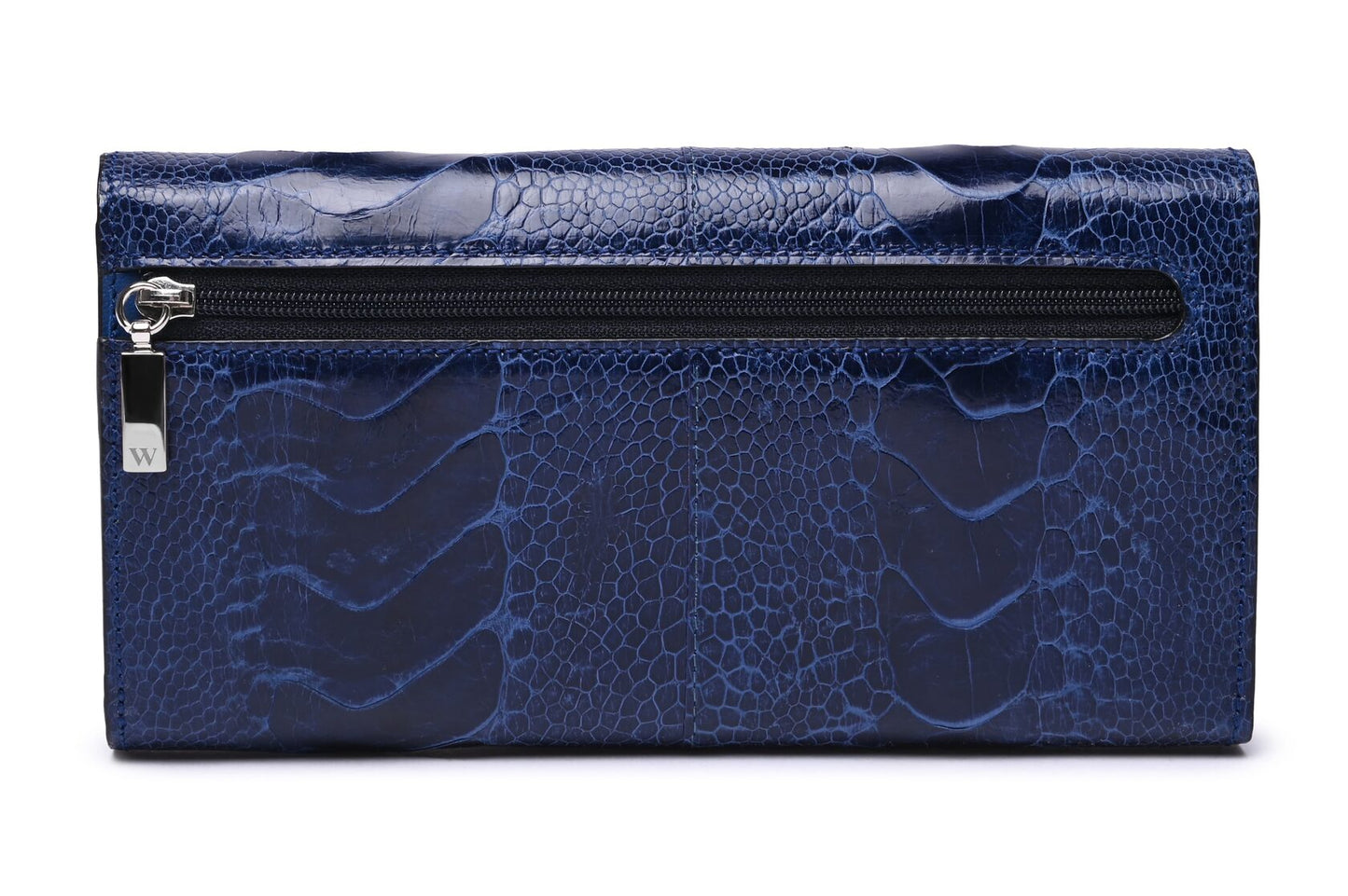 Blue Mississippi Ostrich Leather Purse
