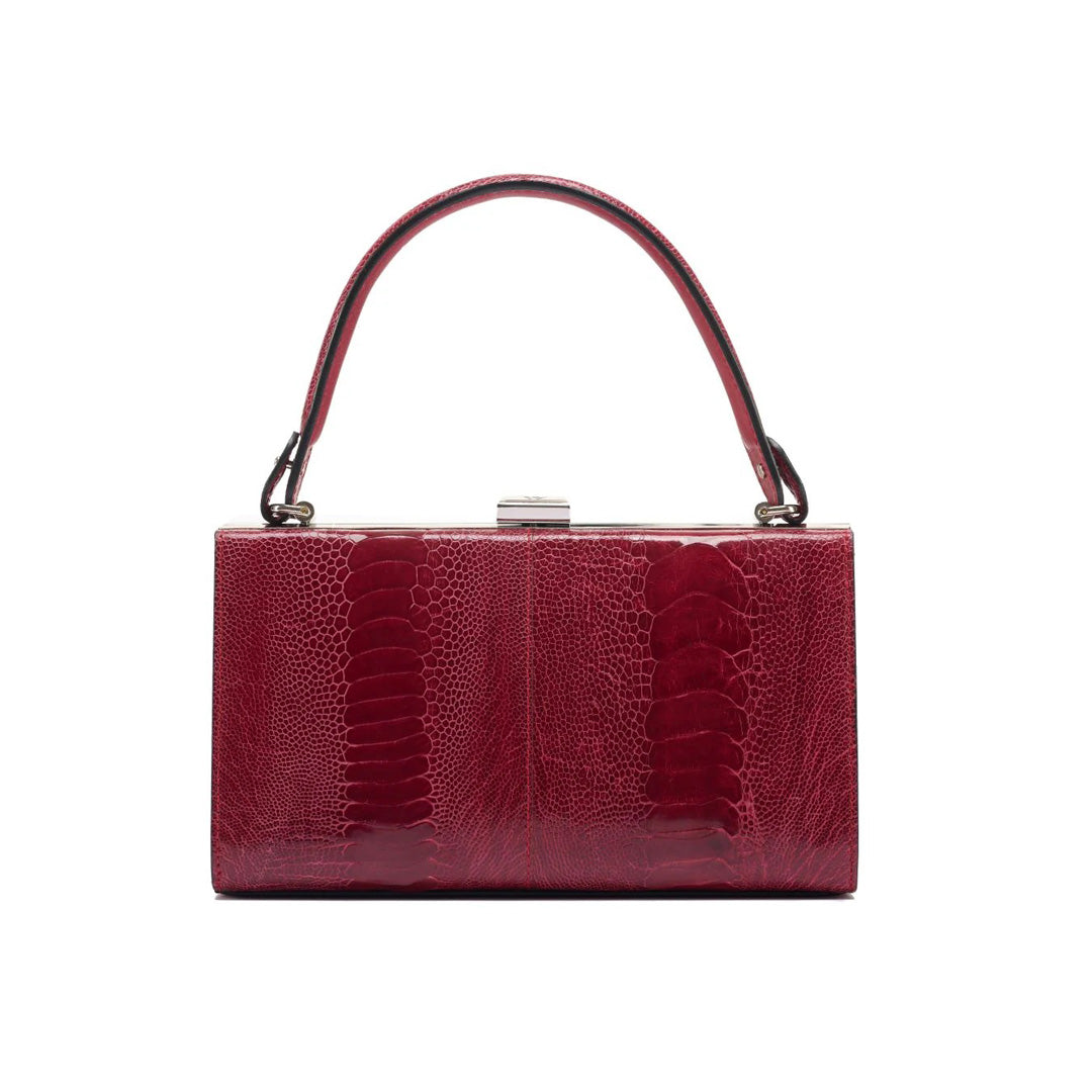 Red Libby Ostrich Leather Evening Bag