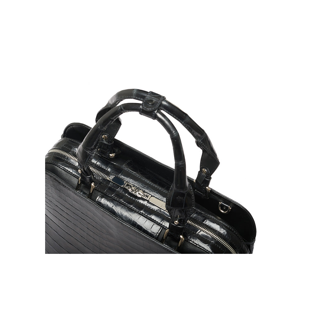 Black Lexington Crocodile Leather Business Bag