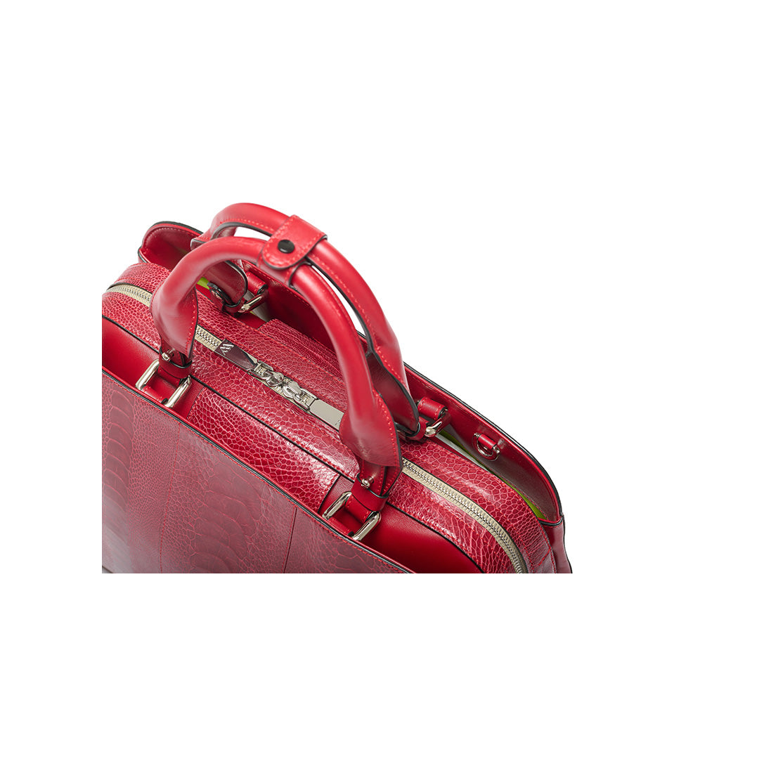 Red Lexington Ostrich Leather Business Bag