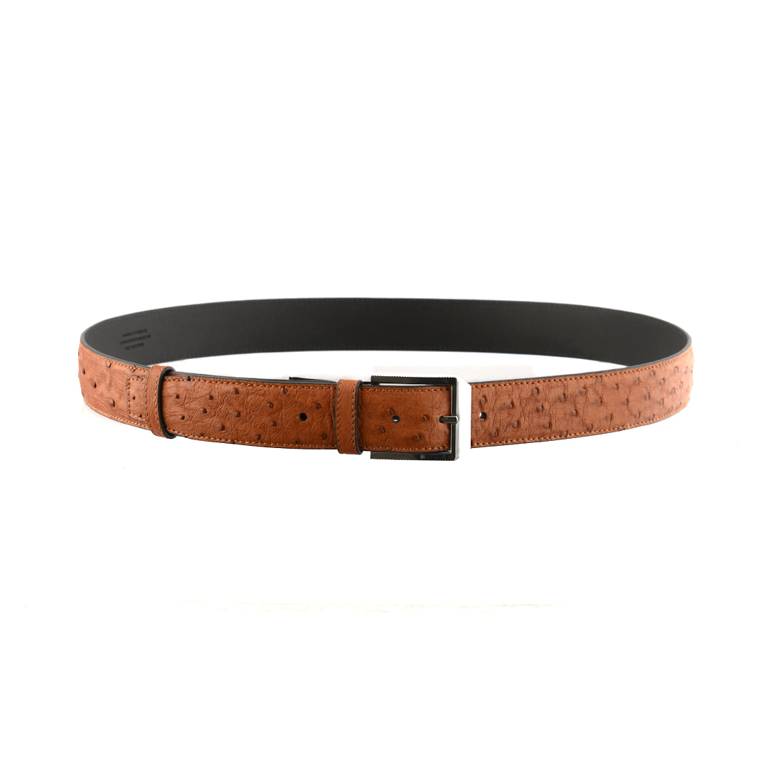 Brown Mens 38mm Ostrich Leather Belt