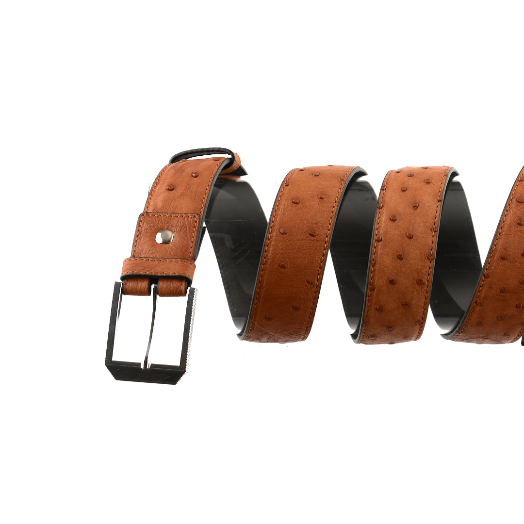 Brown Mens 38mm Ostrich Leather Belt