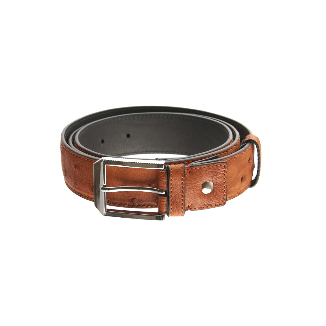 Brown Mens 38mm Ostrich Leather Belt