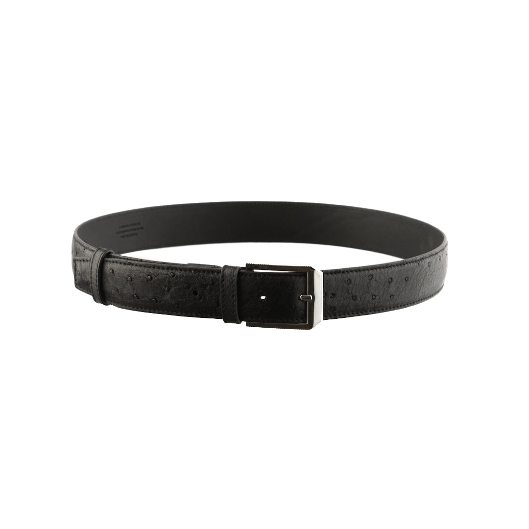 Black Mens 38mm Ostrich Leather Belt