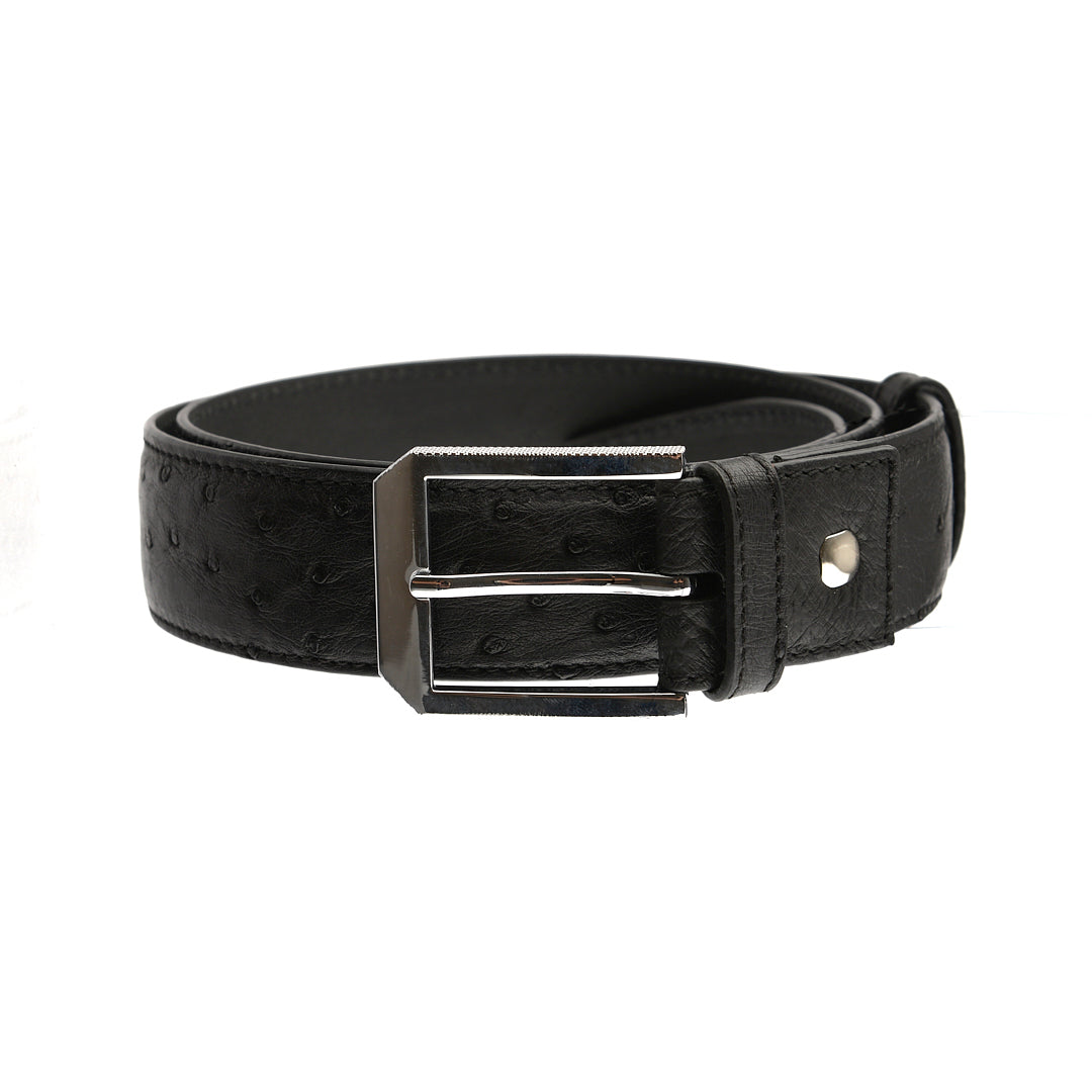 Black Mens 38mm Ostrich Leather Belt
