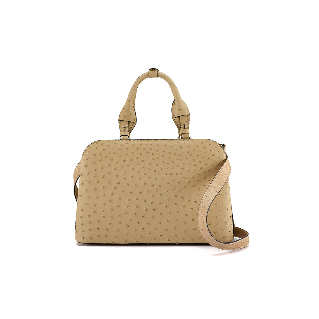 Beige Lexington Ostrich Leather Business Bag