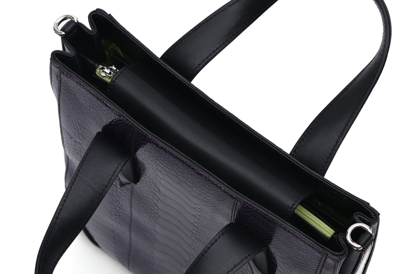 Purple Lola Ostrich Leather Top Handle Bag