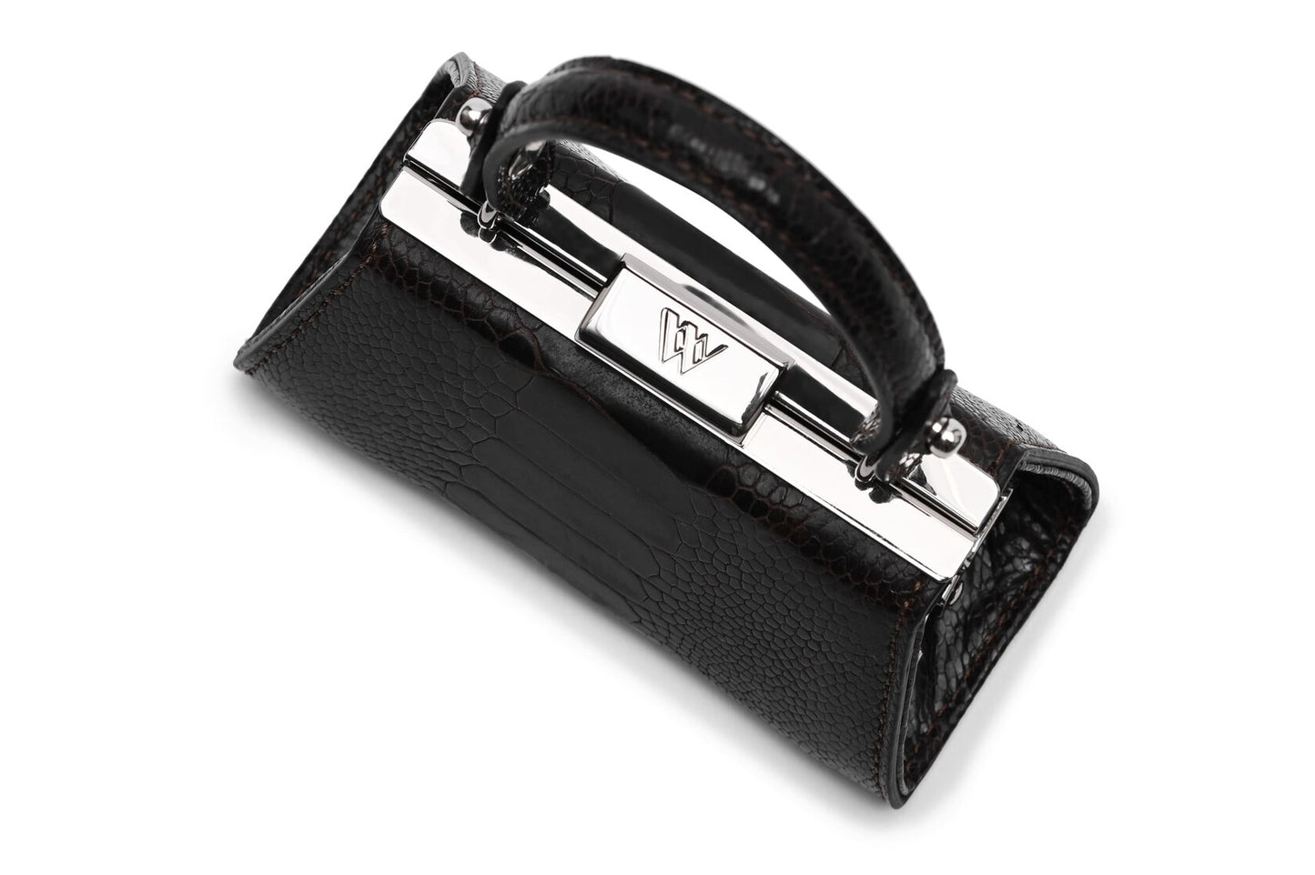Black Nevada Ostrich Leather Micro Bag