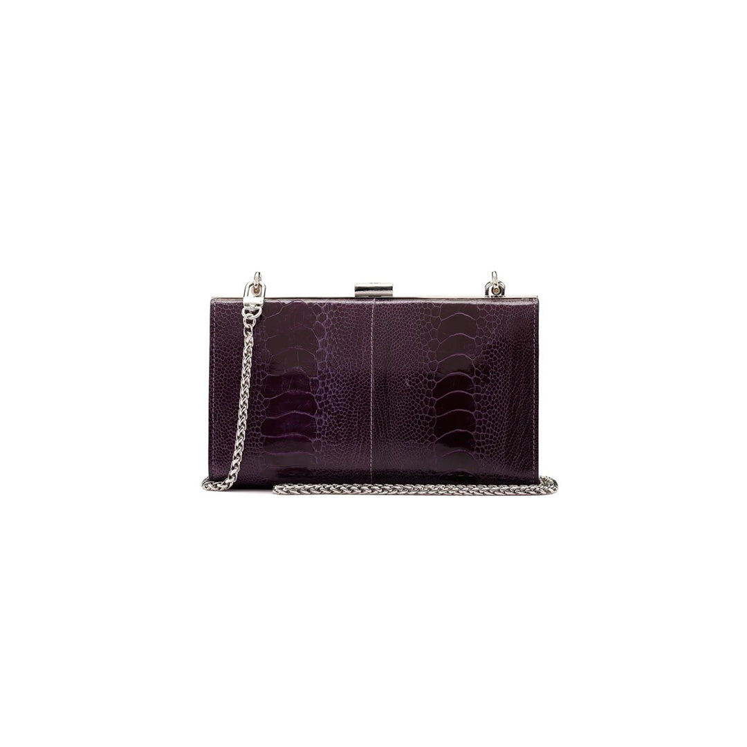Purple Libby Ostrich Leather Evening Bag