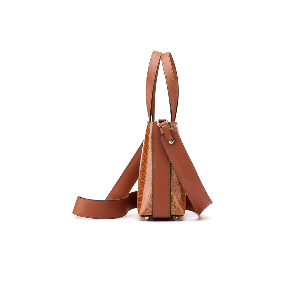 Brown Lily Ostrich Leather Shoulder Bag