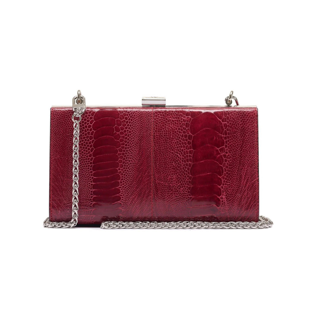Red Libby Ostrich Leather Evening Bag