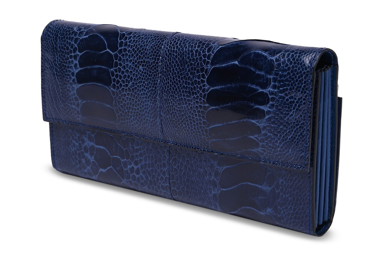 Blue Mississippi Ostrich Leather Purse