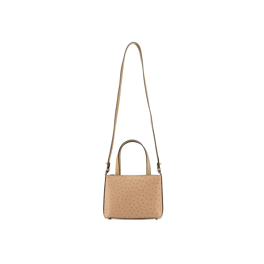 Beige Lily Ostrich Leather Shoulder Bag