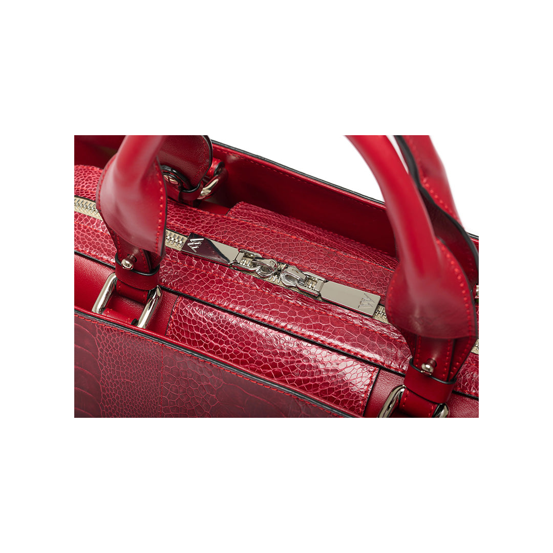 Red Lexington Ostrich Leather Business Bag