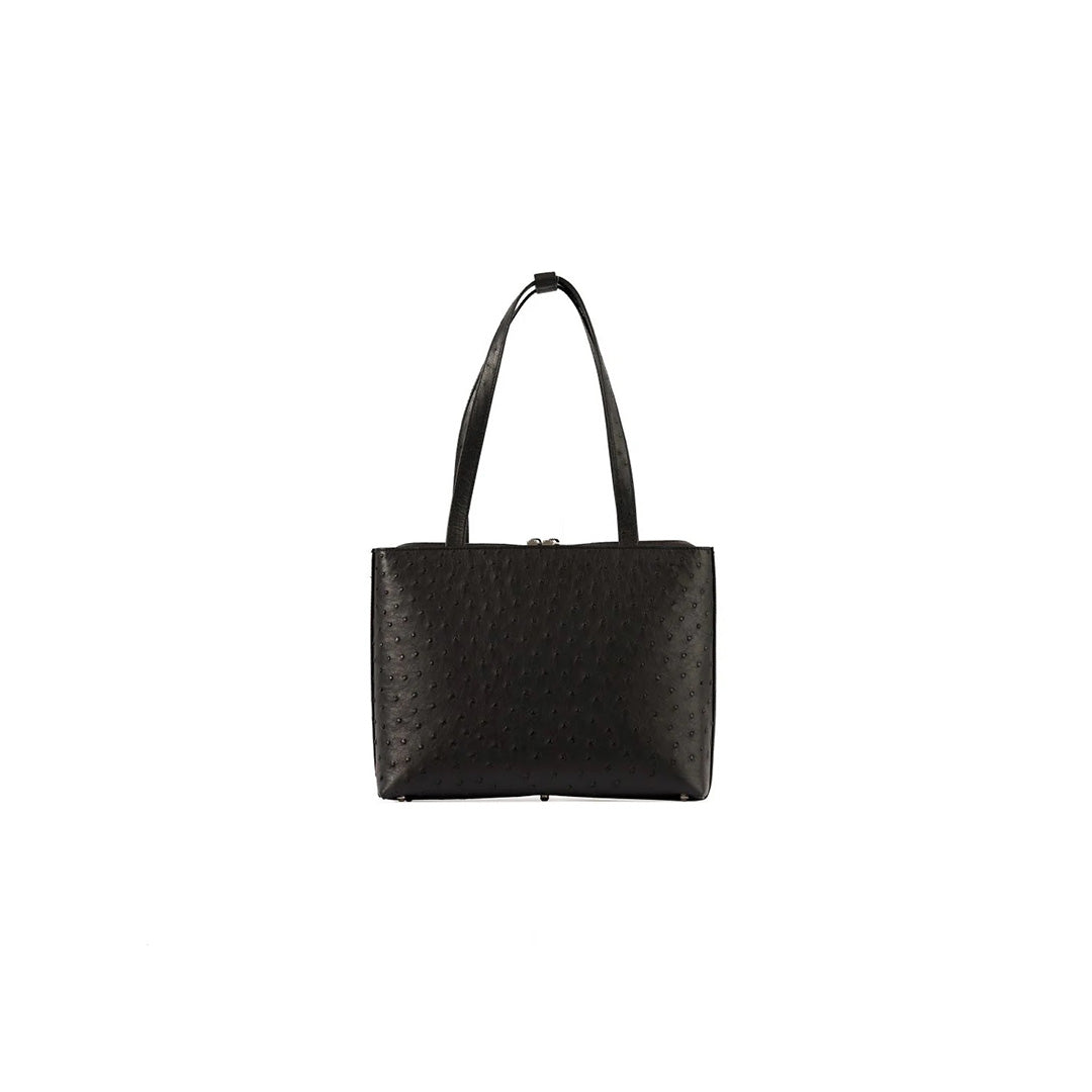 Black Lilibet Ostrich Leather Tote Bag