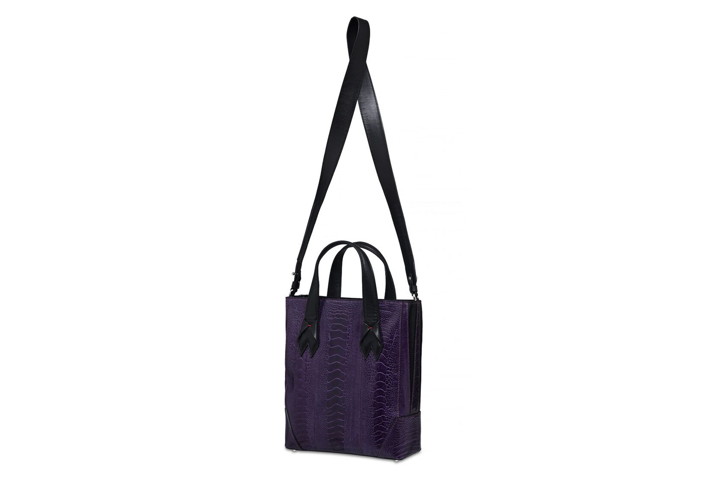 Purple Lola Ostrich Leather Top Handle Bag