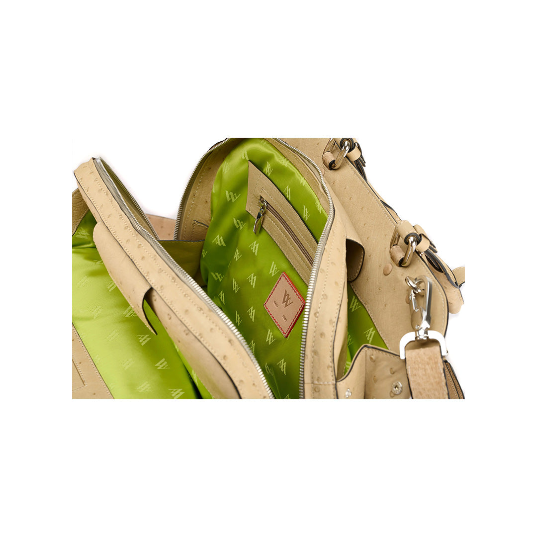 Beige Lexington Ostrich Leather Business Bag