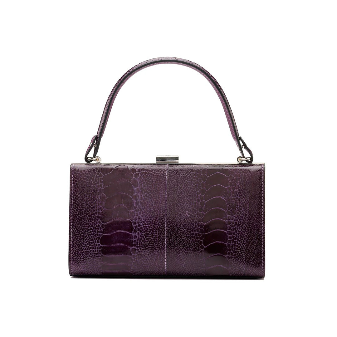 Purple Libby Ostrich Leather Evening Bag