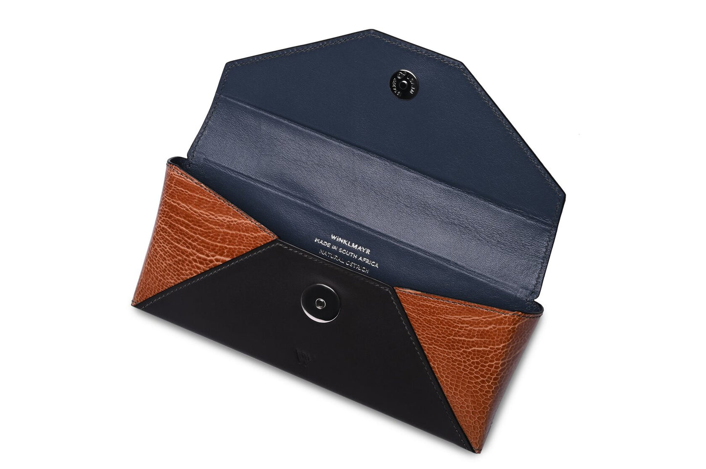 Brown New York Ostrich Leather Glass Case