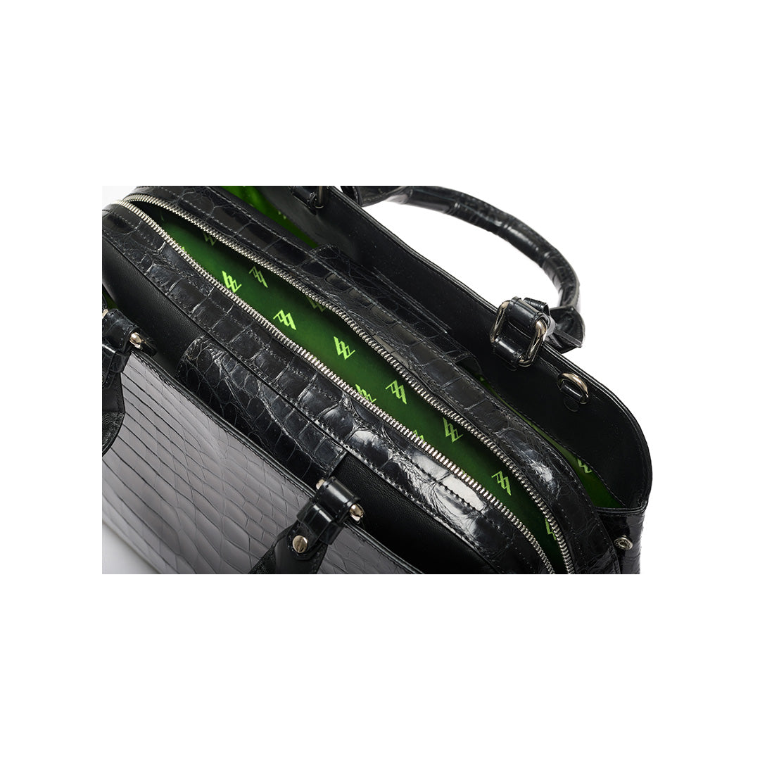 Black Lexington Crocodile Leather Business Bag